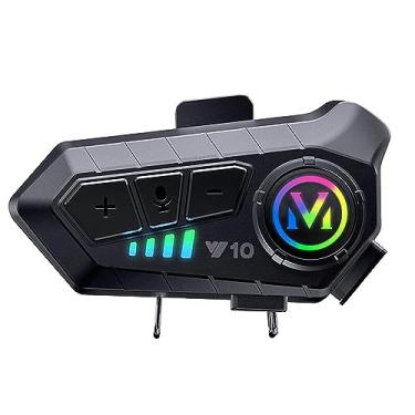 Imagem de KRHINO Capacete de motocicleta Fone de ouvido BT, sem fio à prova d'água Hands-Free Cancelamento de ruído Intercomunicador BT 5.3 com microfone macio Suporta assistente de voz AI