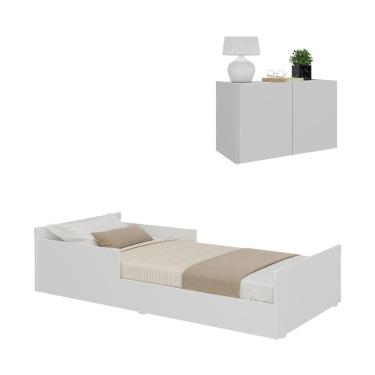 Imagem de Minicama Infantil Montessoriana E Mesa Cabeceira 2 Portas Multimóveis Mp4205 Branca Branco