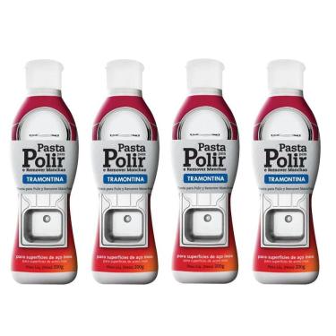 Imagem de Kit 4 Pastas De Polir Limpador Removedor Manchas Em Aço Inox