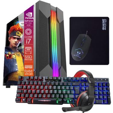 Imagem de Computador Gamer TOB Intel Core i7 SSD 960GB Memória 16GB VGA GT730 4GB Windows 10 Pro Trial + Teclado e Mouse + Mouse Pad + Headset