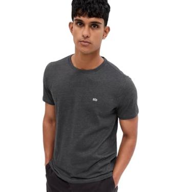Imagem de GAP Camiseta masculina de gola redonda com logotipo, Cinza carvão, M