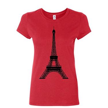 Imagem de Camiseta feminina Torre Eiffel Paris França Viagem Europa, Vermelho, XG