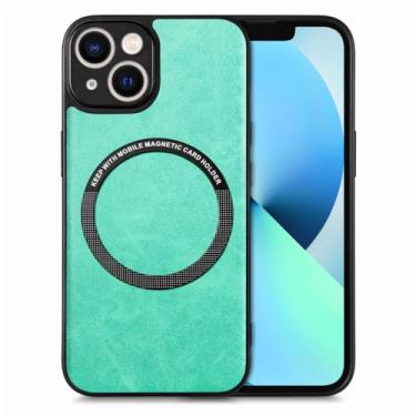 Imagem de Capa de couro para iPhone 7 8 Capa magnética para carregador sem fio para iPhone 13 12 11 14 Pro Max Mini X XS XR 6 7 8 6s Plus, verde, para 13 Pro Max