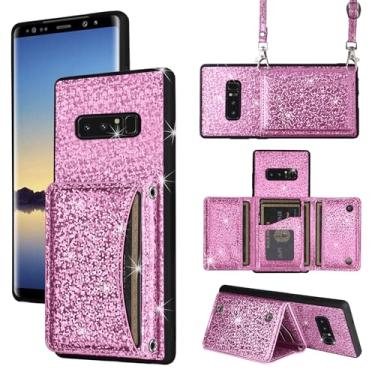 Imagem de Furiet Capa carteira para Samsung Galaxy Note 8 com alça de ombro, 6 compartimentos para cartões, bolsa flip fina e fina, suporte para cartão de crédito, acessórios de corpo inteiro, capa de telefone