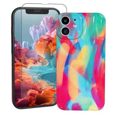 Imagem de Danzel Capa para iPhone 12 de 6,1 polegadas, capa de telefone ondulada de água fofa estética legal ondulada 3D ondulada encaracolada com [1 protetor de tela] capa protetora de TPU macio para mulheres