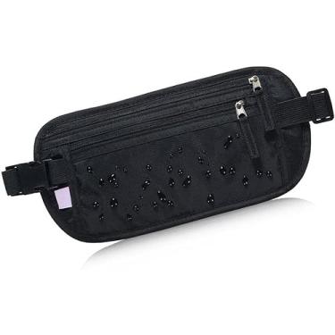 Imagem de Pochete Doleira Bolsa de Cintura Ajustável com Zíper, Bolsa de Viagem Passaporte Multiuso para Homem, Mulher Com Elástico