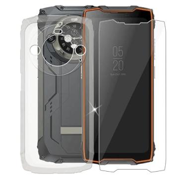 Imagem de AQGGIIXY Película de vidro temperado + capa para Blackview BV9300 Pro (6,7 polegadas), protetor de tela de dureza 9H e capa de silicone macio bumper capas protetoras de TPU transparente - transparente