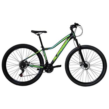Imagem de Bicicleta Aro 29 Feminina Alfameq Pandora Alumínio 21v Freio A Disco Suspensão Dianteira (Preto/Amarelo Limão/Verde, 17)