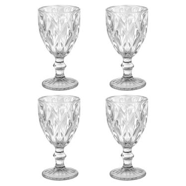 Imagem de Jogo 4 Taças de Vidro Diamond 340ml para Água, Suco e Vinho para Mesa Posta - Cor: Transparente