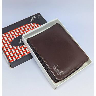 Imagem de Carteira Masculina Feminina Couro Marrom Preto  com Ziper porta cartão Moedas Documentos 