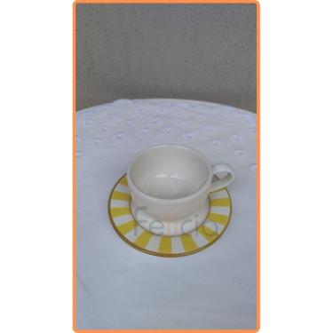 Imagem de Xícara de Café Branca com Pires Stripe Amarelo 80ml - Alleanza