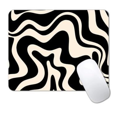 Imagem de IMAYONDIA Mouse pad preto e branco, mouse pad retrô redemoinho líquido, mousepad de padrão abstrato, arte moderna, decoração de mesa fofa, base de borracha antiderrapante para computador e escritório,