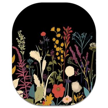 Imagem de Atufsuat Mouse pad pequeno, 15 x 17 cm, mini mouse pad oval com base de borracha antiderrapante para laptop, mouse sem fio, bandeja de teclado, mousepad, lindas flores e plantas