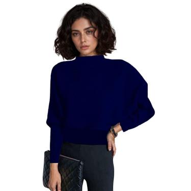 Imagem de Blusa Morcego Manga Longa Gola Alta Soltinha Social Moda Feminina