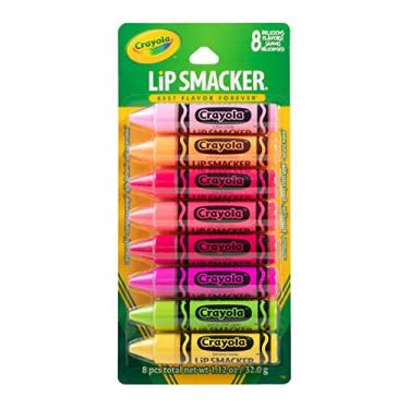 Imagem de Lip Smacker Crayola Lip Balm Party Pack - 8 protetores labiais hidratantes, algodão doce, laranja, Sherbert, melancia, baga, maçã, banana, hidratante e protetor - livre de crueldade