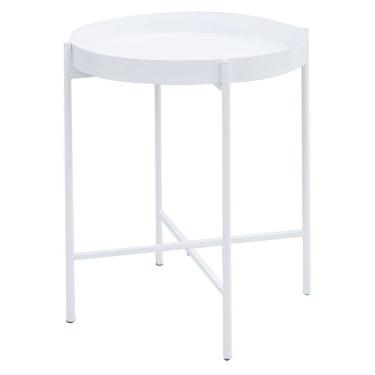 Imagem de Mesa de Apoio Bandeja Sofá Cama Redonda 40x50cm Média Collie Branco