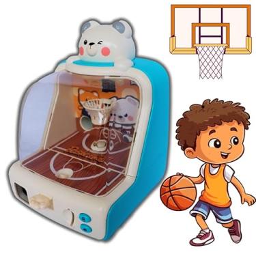 Imagem de Pinball de Mesa Fliperama Mini Máquina de Basquete Jogo de Mesa Eletrônico Placar Digital Som Fliperama Azul, Brinquedo Jogo de Basquete Arcade de Dedo Eletrônico Som Música Luzes, Jogo Infantil