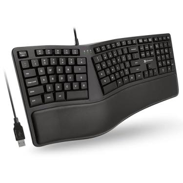 Imagem de Teclado Ergonômico X9 Performance com Fio - Design Dividido com Descanso de Pulso Acolchoado - 110 Teclas USB com Cabo de 1,5 m - Teclado para Laptop e PC