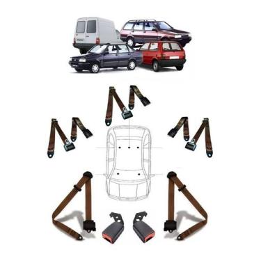 Imagem de Kit cinto de segurança COMPLETO para FIAT ELBA + fechos - HCML, Marrom