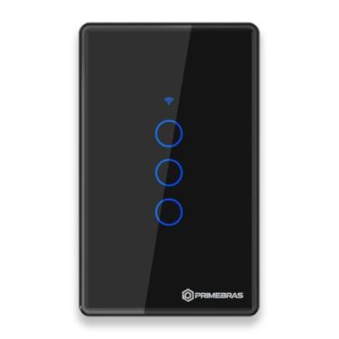 Imagem de Interruptor Smart Wifi Inteligente Touch Primebras 3 Botões Preto