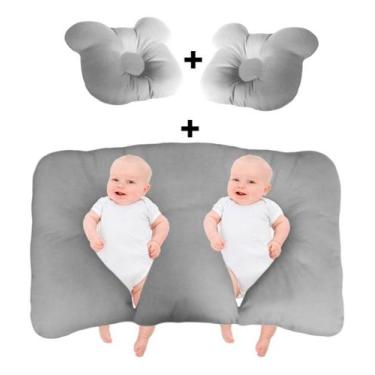 Imagem de Kit 2 Travesseiro Bebe Anatômico Almofada Amamentação Gemeos - HAPPY L