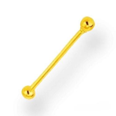 Imagem de Piercing de ouro 18k haste reta com bolinha 27mm - Elegancy Joias