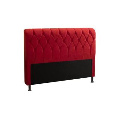 Imagem de Cabeceira Cama Box Casal 140cm Miami Veludo Vermelho - JS Móveis, Verm