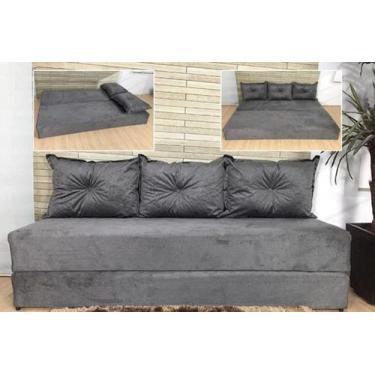 Imagem de Sofá Cama Multiuso Cinza Liso - AUREA DECOR