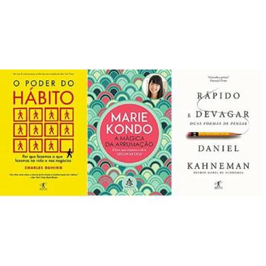 Imagem de Kit 3 livros o poder do habito + magica da arrumação + rapido e devaga