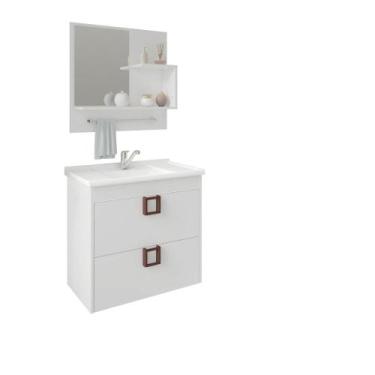 Imagem de Gabinete Para Banheiro Com Lavatório E Espelho Lírio Branco MGM Móveis