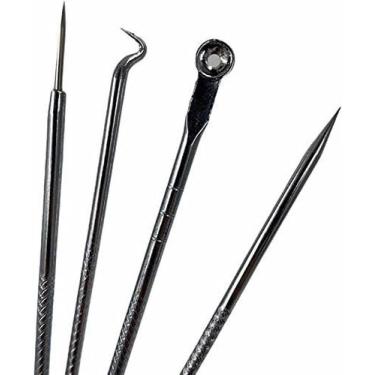 Imagem de Kit 4 Ferramentas Extrator De Cravo Curetas Inox Com Estojo - Teruma