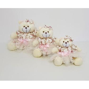 Imagem de Kit Trio De Ursinhos Para Nicho Ursa Florista Rosa Bebê Florence - Pol