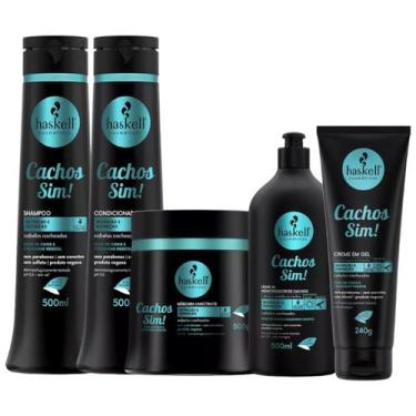 Imagem de Kit Haskell Cachos Sim Definição Sh Cond Máscara 500ml 5 Itens Complet