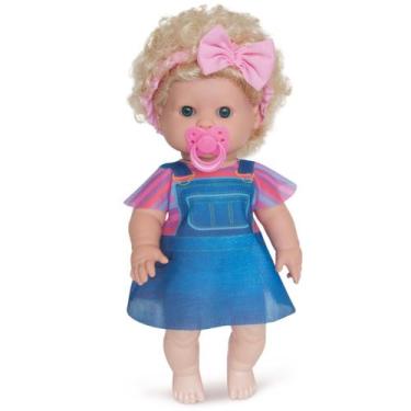 Imagem de Boneca Bebê Brinquedo Danadinha Cabelo Crespo Loira 34cm - Milk Brinqu