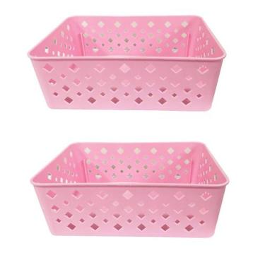 Imagem de Kit 2 Cesto Multiuso Organizador Premium Rosa 123Organizei - 123 Organ