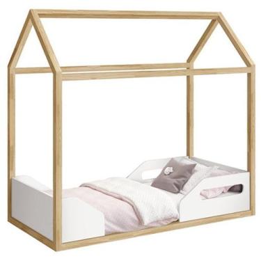 Imagem de Mini Cama Montessoriano Zoe Branco/Natural - Reller Móveis, Branco/Nat