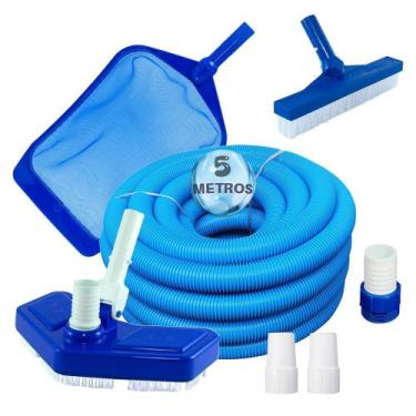 Imagem de Kit Limpeza Para Piscina Aspirador Peneira Mangueira 5m - Pooltec