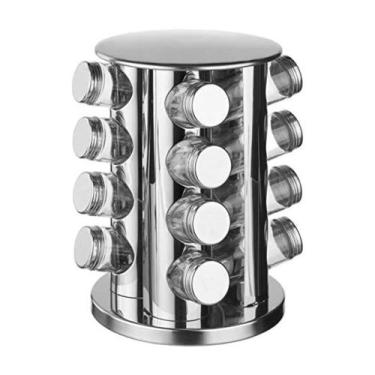 Imagem de Porta Condimentos E Temperos 16 Potes De Vidro C/ Tampa Inox - Ladiv C