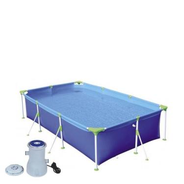 Imagem de Kit Piscina Premium 3700 Litros Retangular Estruturada + Filtro Bomba 