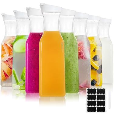 Imagem de YOUEON 8 Pack 50 Oz Plastic Water Carafe with Lid and Label, Clear Water Drink Containers, Juice Carafe Pitcher Bulk for Water, Juice, Iced Tea, Soda, Lemonade and Other Beverages