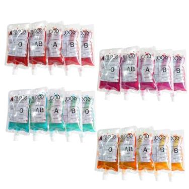 Imagem de Nexxxi Pacote com 20 sacos de sangue para Halloween, sacos de grau alimentício reutilizáveis, 227 g com tampa para bebidas, lembrancinhas de festa de Halloween, decorações de festa de dia das enfermeiras