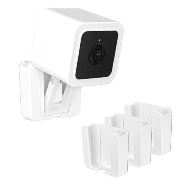 Imagem de OkeMeeo Suporte de parede adesivo para Wyze Cam V4 e Wyze Cam V3 (branco, sem broca, pacote com 3)
