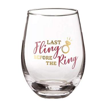 Imagem de Lillian Rose Taça de vinho sem haste Gla Bride to Be, Despedida de Solteira Last Fling Before The Ring, 510 g, transparente