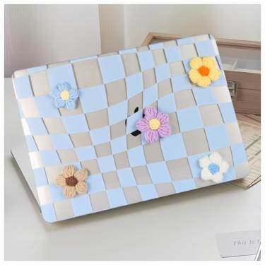 Imagem de DTangLsm Capa para MacBook Pro de 13 polegadas 2025 2024-2016 M2 M1 A2338 A2289 A2251 A2159 A1989 A1706 A1708, capa rígida de plástico fofo Gingham para MacBook Pro 13.3 + capa de teclado, azul