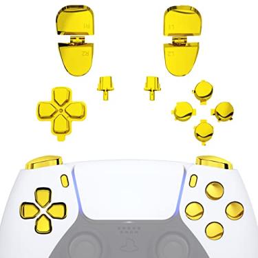 Imagem de eXtremeRate Botões de substituição D-pad R1 L1 R2 L2 Opções de compartilhamento de botões de rosto para controle DualSense 5 PS5, conjunto completo de botões de reparo com ferramenta para controle Playstation 5