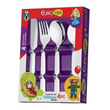Imagem de Talheres Criança Infantil Aço Inox Euro Home Euro Kids 4 Pc