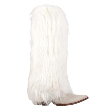 Imagem de Dingo Botas femininas casuais Snuggles Snip Toe acima do joelho salto médio 5-7,6 cm - Branca, Branco, 35