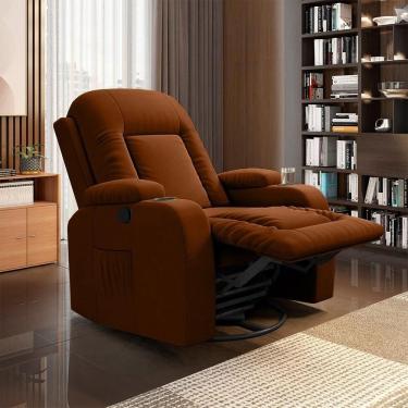 Imagem de Poltrona Do Papai Reclinável Giratória E Balanço Crihs Manual Glider Veludo Terracota G23 - Gran Belo