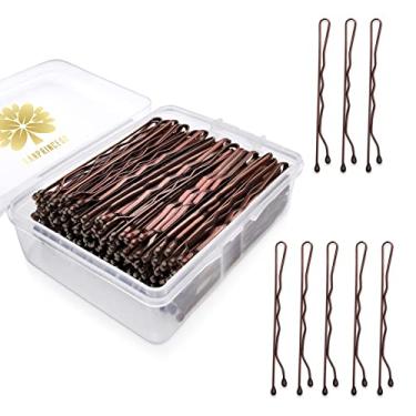 Imagem de KANPRINCESS 100 peças de 2,4 polegadas marrons, grampos sem dor para todos os tipos de cabelo, grampos de cabelo para mulheres e meninas, grampos de cabelo para pães com caixa (marrom)