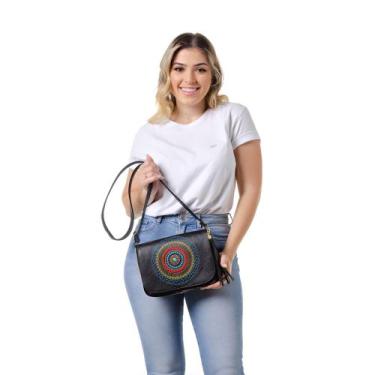 Imagem de Bolsa tiracolo  mandala alice monteiro c/ alsa transversal, Preto